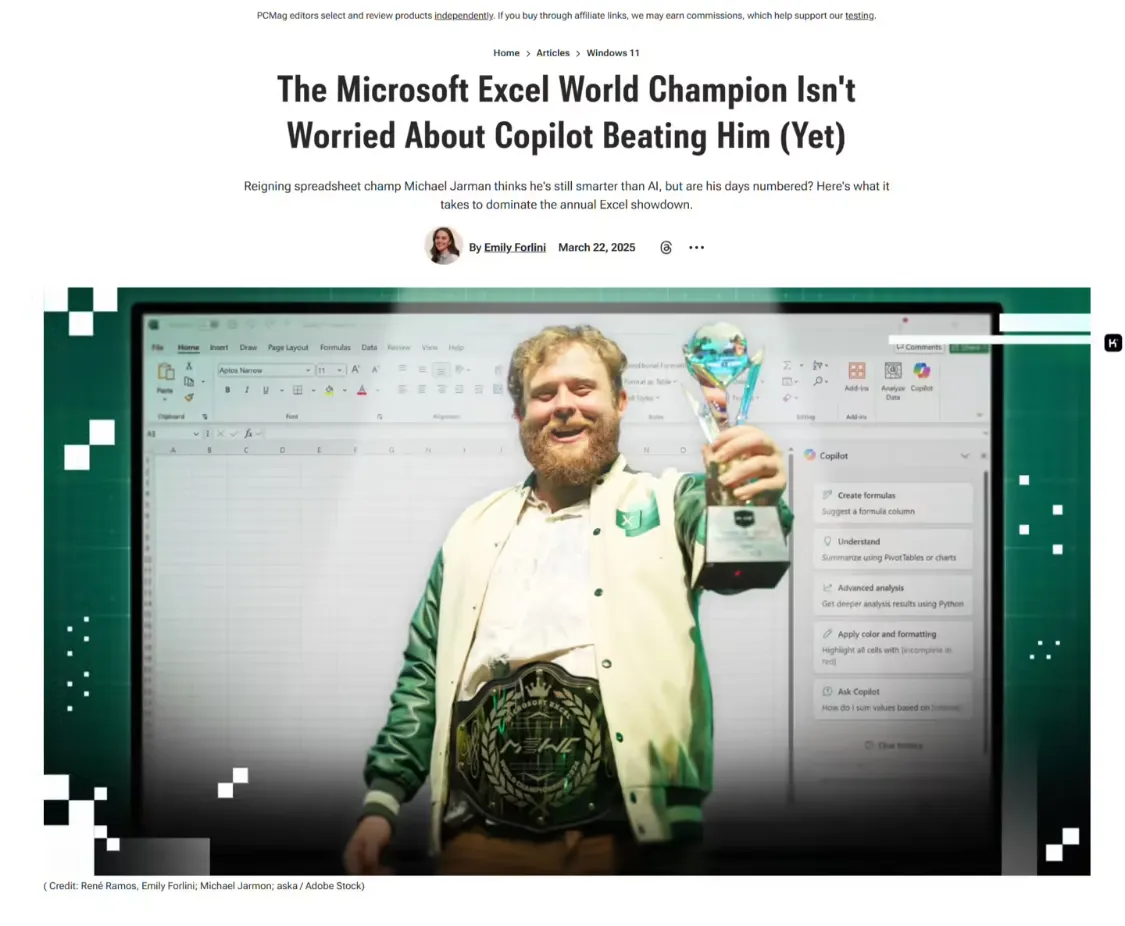 微软 Copilot 遇挑战:Excel 冠军谈其替代局限性插图 微软 Copilot 遇挑战:Excel 冠军谈其替代局限性插图