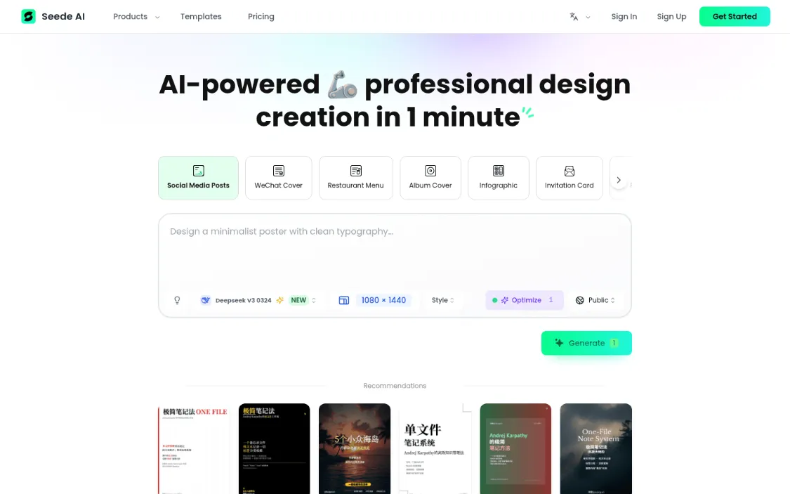 Seede AI 图形设计,一分钟生成海报-会懂网